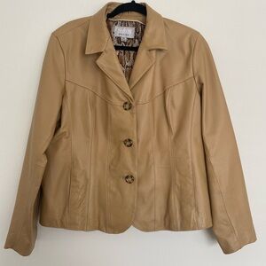 Vintage Y2K Wilson Leather Women's XL Tan Leather Jacket Blazer‎ Western Maxima